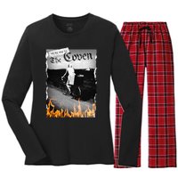 On My Way To The Coven Collage Flames Women's Long Sleeve Flannel Pajama Set 