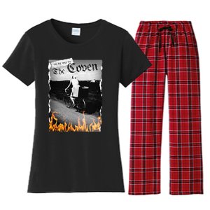 On My Way To The Coven Collage Flames Women's Flannel Pajama Set