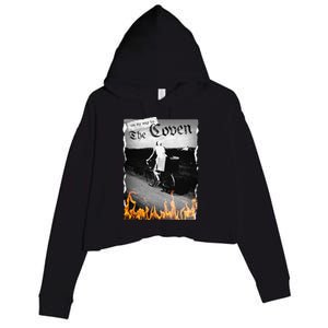 On My Way To The Coven Collage Flames Crop Fleece Hoodie