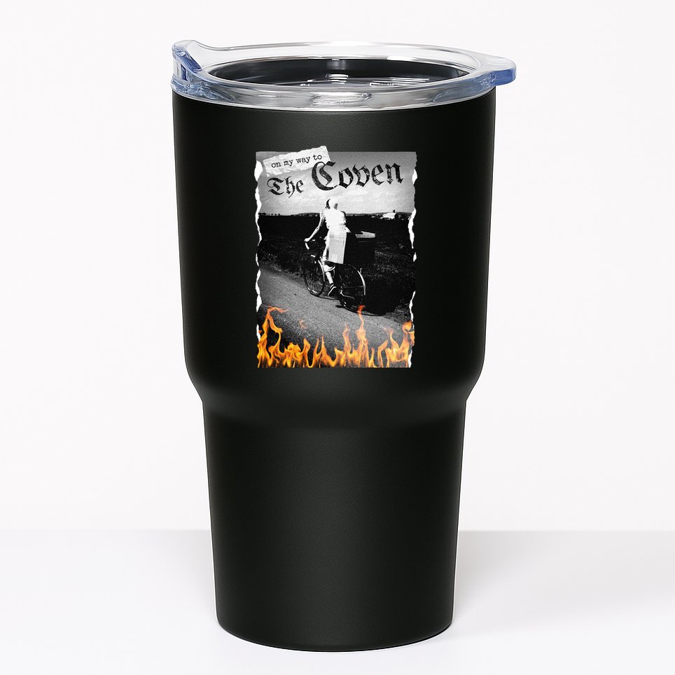 On My Way To The Coven Collage Flames Tumbler