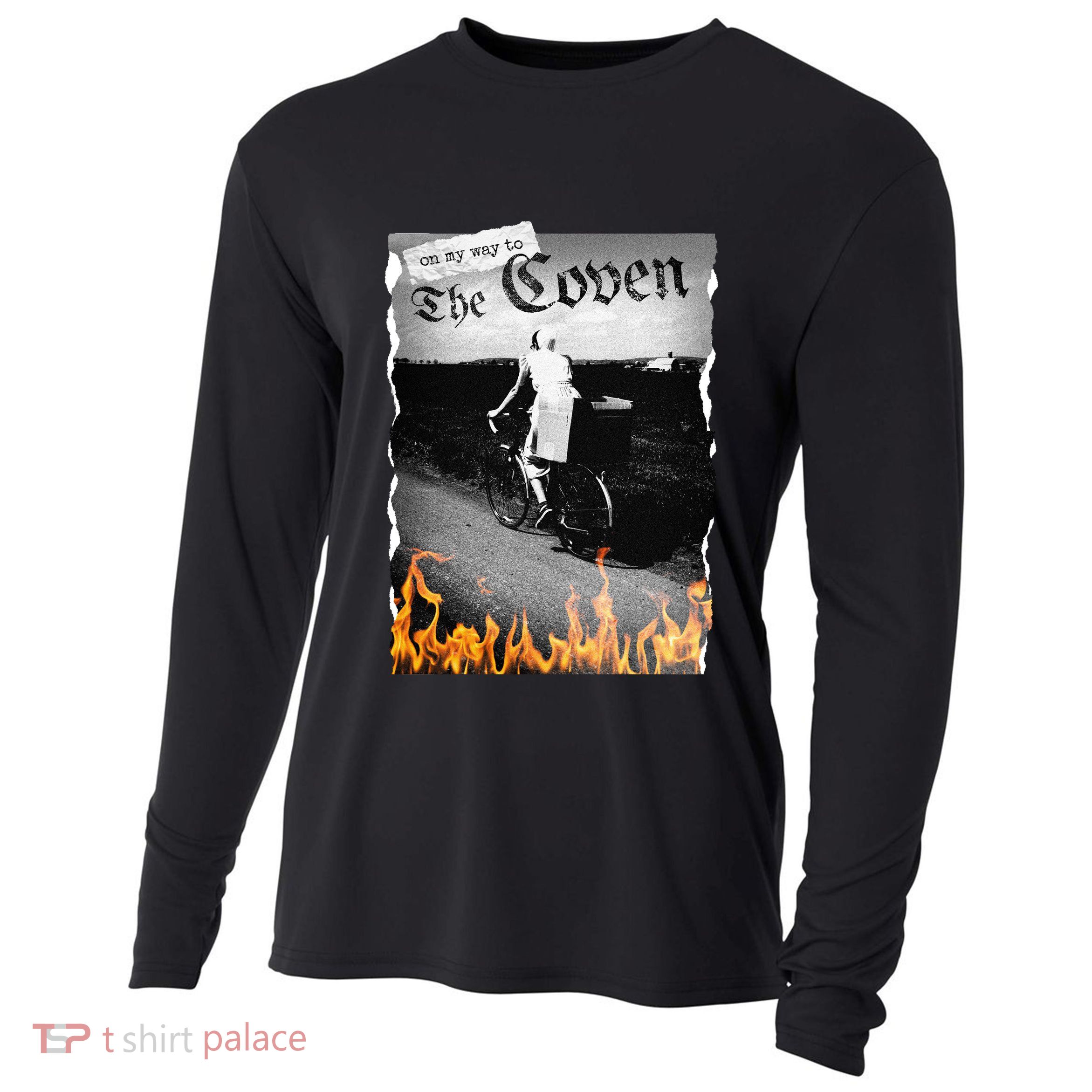 On My Way To The Coven Collage Flames Cooling Performance Long Sleeve Crew