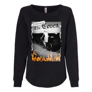 On My Way To The Coven Collage Flames Womens California Wash Sweatshirt