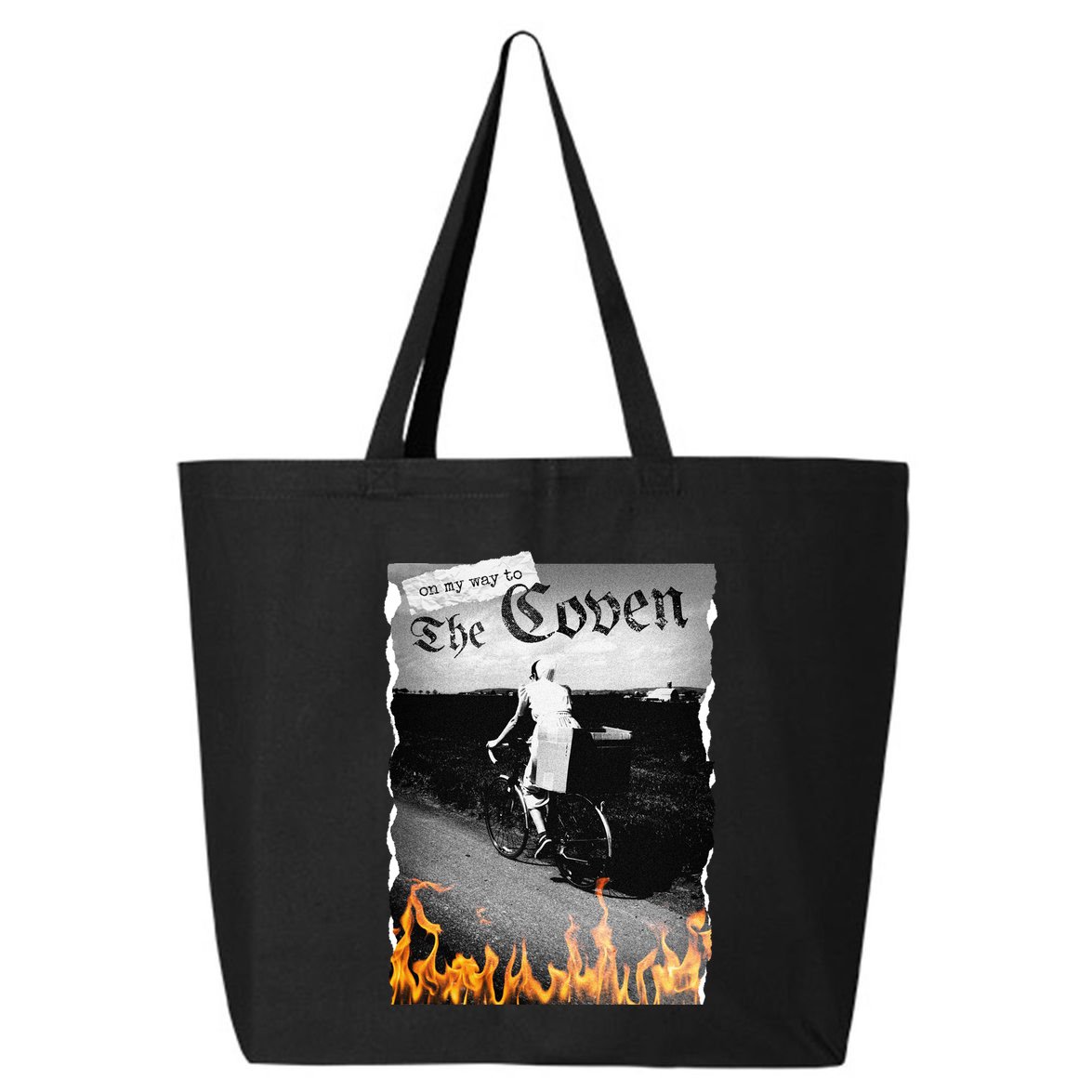 On My Way To The Coven Collage Flames 25L Jumbo Tote
