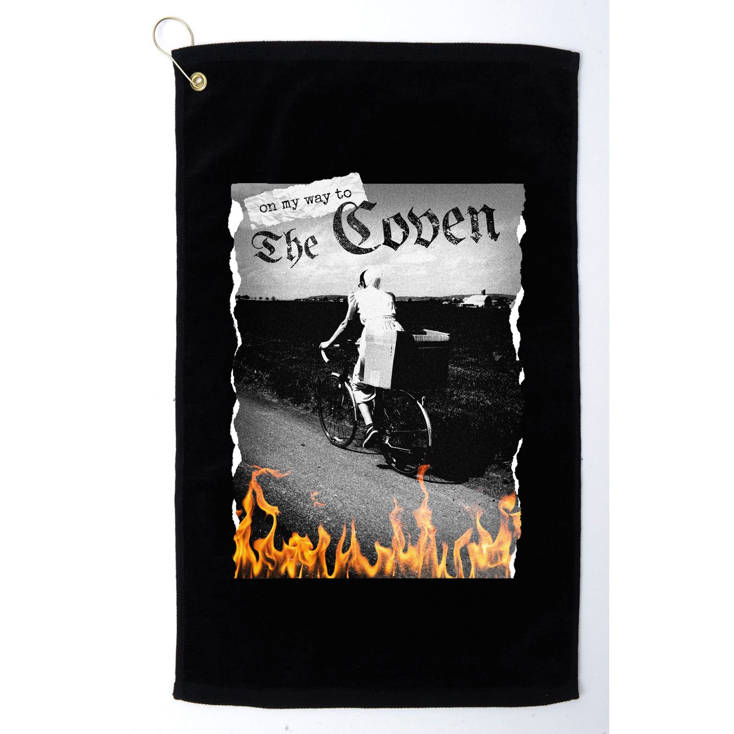 On My Way To The Coven Collage Flames Golf Towel