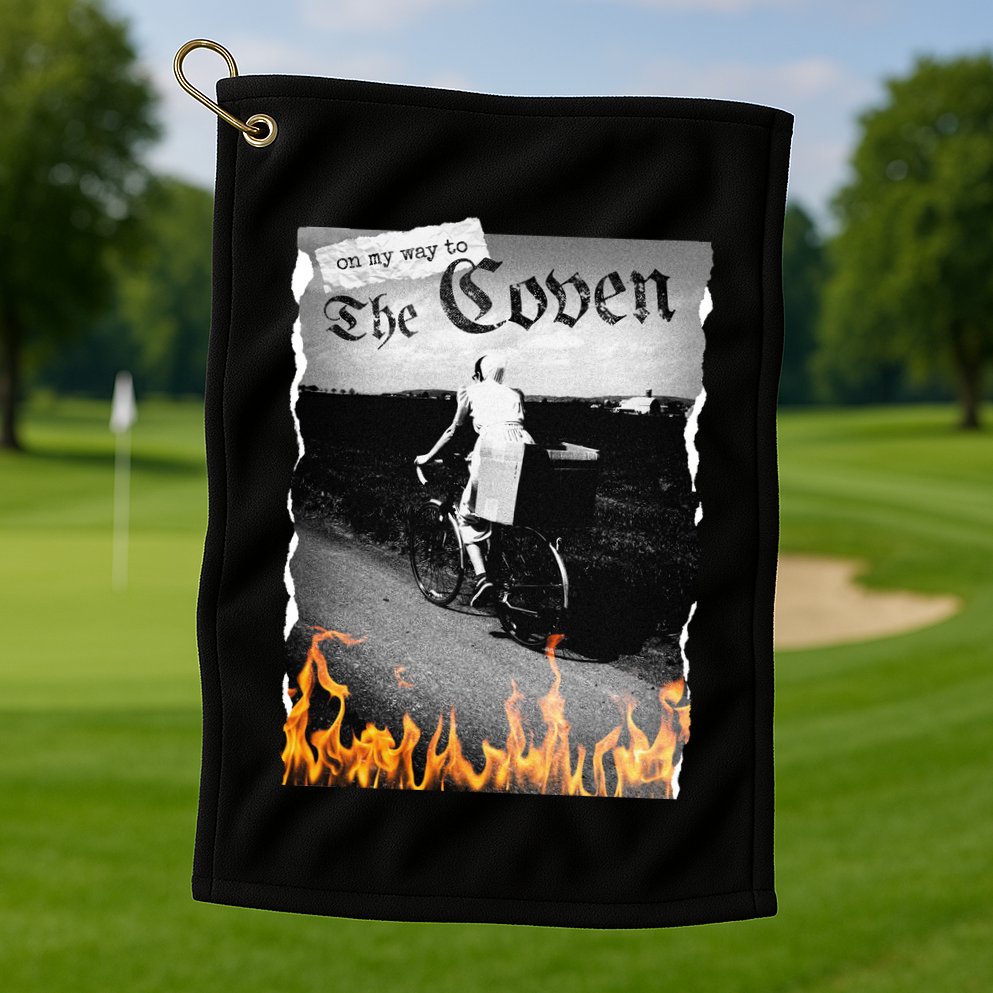 On My Way To The Coven Collage Flames Golf Towel