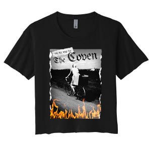 On My Way To The Coven Collage Flames Women's Crop Top Tee