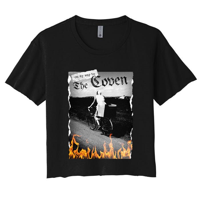 On My Way To The Coven Collage Flames Women's Crop Top Tee