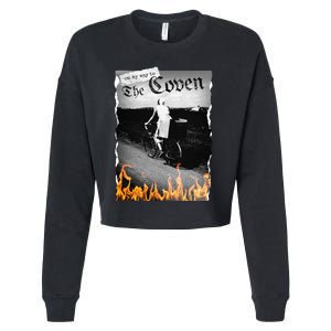 On My Way To The Coven Collage Flames Cropped Pullover Crew