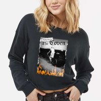 On My Way To The Coven Collage Flames Cropped Pullover Crew
