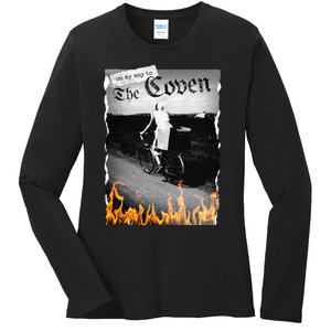 On My Way To The Coven Collage Flames Ladies Long Sleeve Shirt