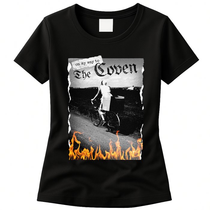 On My Way To The Coven Collage Flames Womens T-Shirt