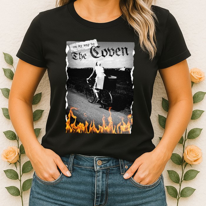 On My Way To The Coven Collage Flames Womens T-Shirt