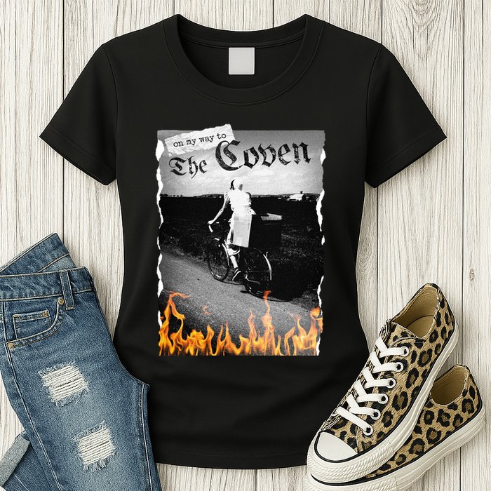 On My Way To The Coven Collage Flames Womens T-Shirt