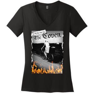 On My Way To The Coven Collage Flames Women's V-Neck T-Shirt