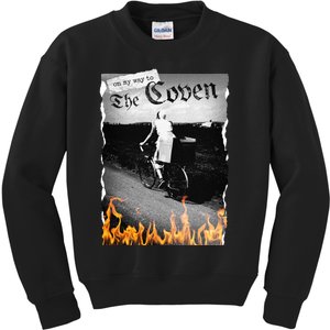 On My Way To The Coven Collage Flames Kids Sweatshirt