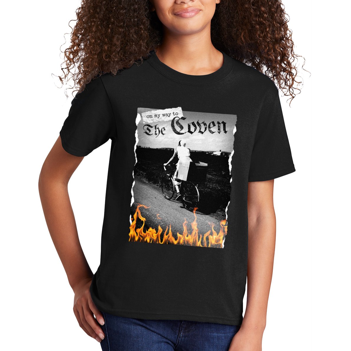 On My Way To The Coven Collage Flames Kids T-Shirt