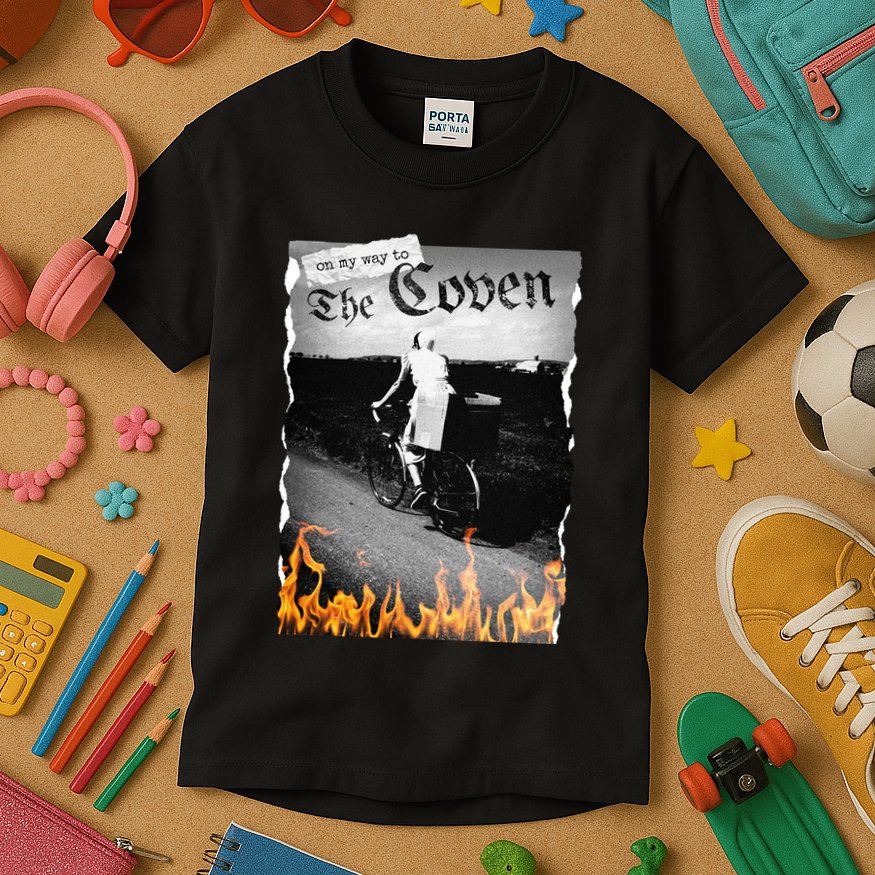 On My Way To The Coven Collage Flames Kids T-Shirt