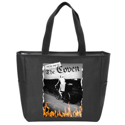 On My Way To The Coven Collage Flames Zip Tote Bag