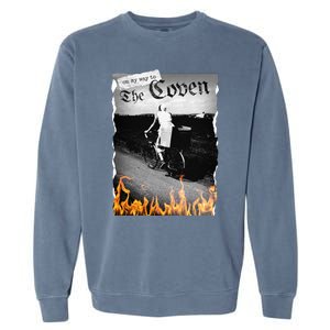 On My Way To The Coven Collage Flames Garment-Dyed Sweatshirt