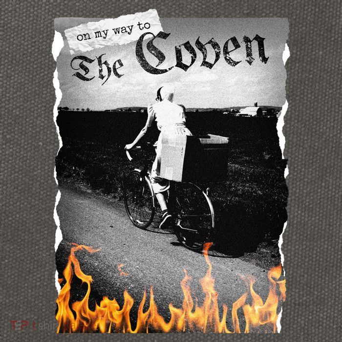 On My Way To The Coven Collage Flames Cotton Canvas Backpack