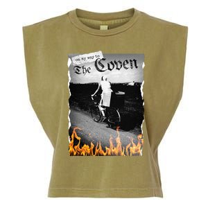 On My Way To The Coven Collage Flames Garment-Dyed Women's Muscle Tee