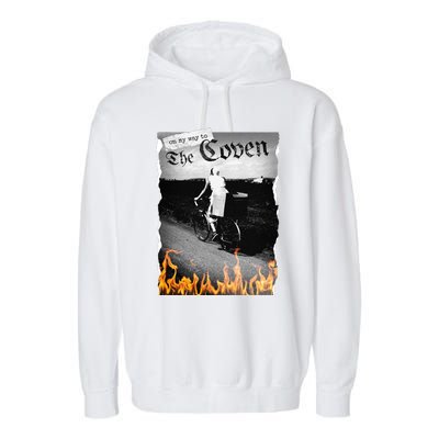 On My Way To The Coven Collage Flames Garment-Dyed Fleece Hoodie