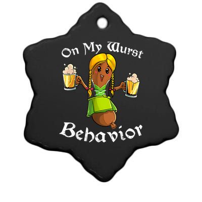 On My Wurst Behavior Oktoberfest German Funny Ceramic Star Ornament