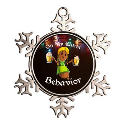 On My Wurst Behavior Oktoberfest German Funny Metallic Star Ornament