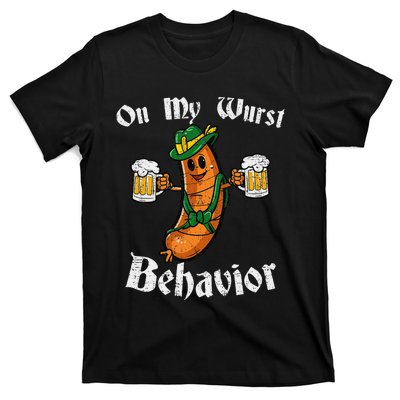 On My Wurst Behavior Funny Bratwurst German Oktoberfest T-Shirt