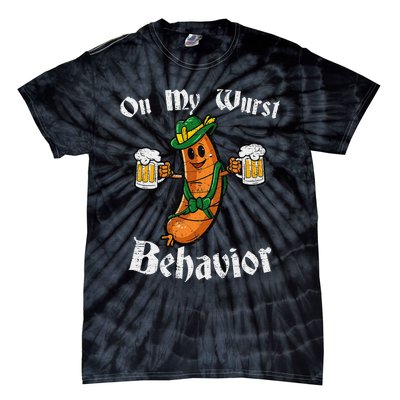 On My Wurst Behavior Funny Bratwurst German Oktoberfest Tie-Dye T-Shirt