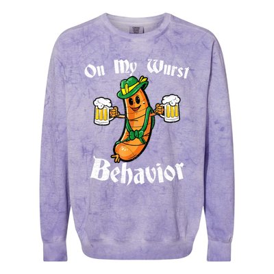 On My Wurst Behavior Funny Bratwurst German Oktoberfest Colorblast Crewneck Sweatshirt