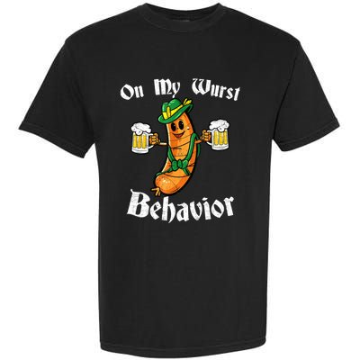 On My Wurst Behavior Funny Bratwurst German Oktoberfest Garment-Dyed Heavyweight T-Shirt