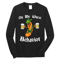 On My Wurst Behavior Funny Bratwurst German Oktoberfest Long Sleeve Shirt