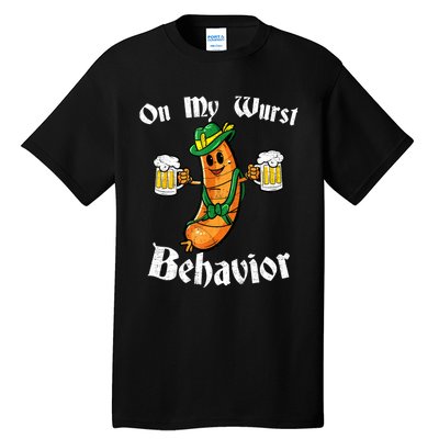 On My Wurst Behavior Funny Bratwurst German Oktoberfest Tall T-Shirt