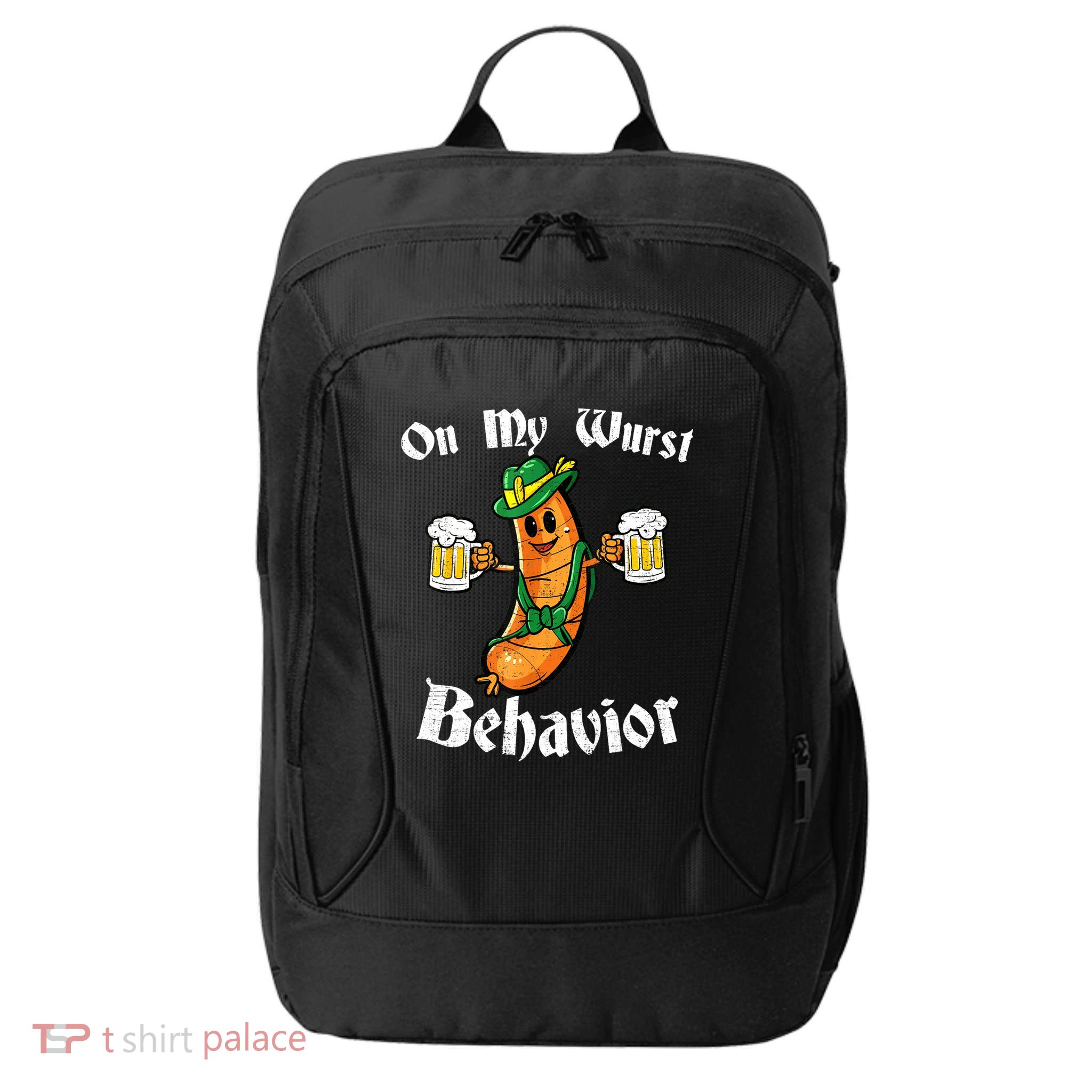 On My Wurst Behavior Funny Bratwurst German Oktoberfest City Backpack