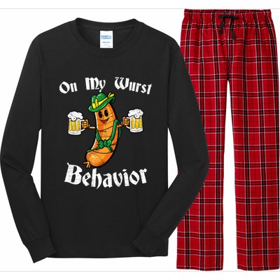 On My Wurst Behavior Funny Bratwurst German Oktoberfest Long Sleeve Pajama Set