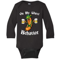 On My Wurst Behavior Funny Bratwurst German Oktoberfest Baby Long Sleeve Bodysuit