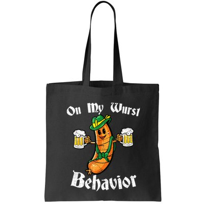 On My Wurst Behavior Funny Bratwurst German Oktoberfest Bag