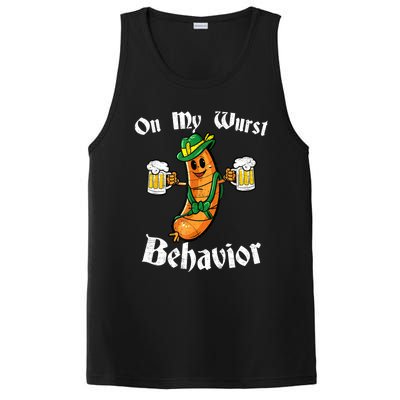 On My Wurst Behavior Funny Bratwurst German Oktoberfest PosiCharge Competitor Tank