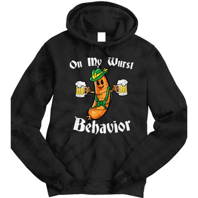 On My Wurst Behavior Funny Bratwurst German Oktoberfest Tie Dye Hoodie