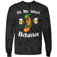 On My Wurst Behavior Funny Bratwurst German Oktoberfest Tie-Dye Long Sleeve Shirt