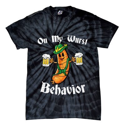 On My Wurst Behavior Funny Bratwurst German Oktoberfest Tie-Dye T-Shirt