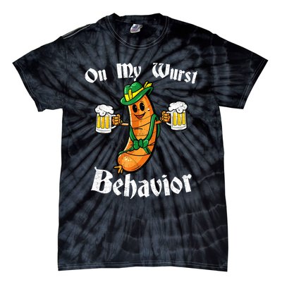 On My Wurst Behavior Funny Bratwurst German Oktoberfest Tie-Dye T-Shirt