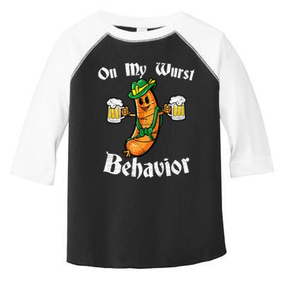 On My Wurst Behavior Funny Bratwurst German Oktoberfest Toddler Fine Jersey T-Shirt
