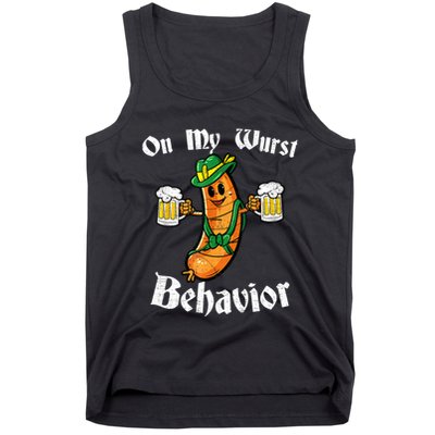On My Wurst Behavior Funny Bratwurst German Oktoberfest Tank Top