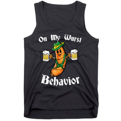 On My Wurst Behavior Funny Bratwurst German Oktoberfest Tank Top