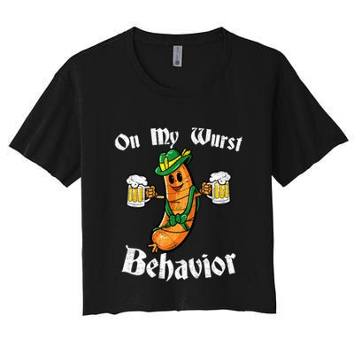 On My Wurst Behavior Funny Bratwurst German Oktoberfest Crop Top