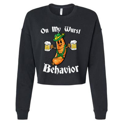 On My Wurst Behavior Funny Bratwurst German Oktoberfest Cropped Pullover Crew