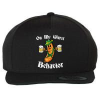 On My Wurst Behavior Funny Bratwurst German Oktoberfest Wool Snapback Cap