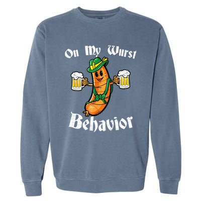 On My Wurst Behavior Funny Bratwurst German Oktoberfest Garment-Dyed Sweatshirt